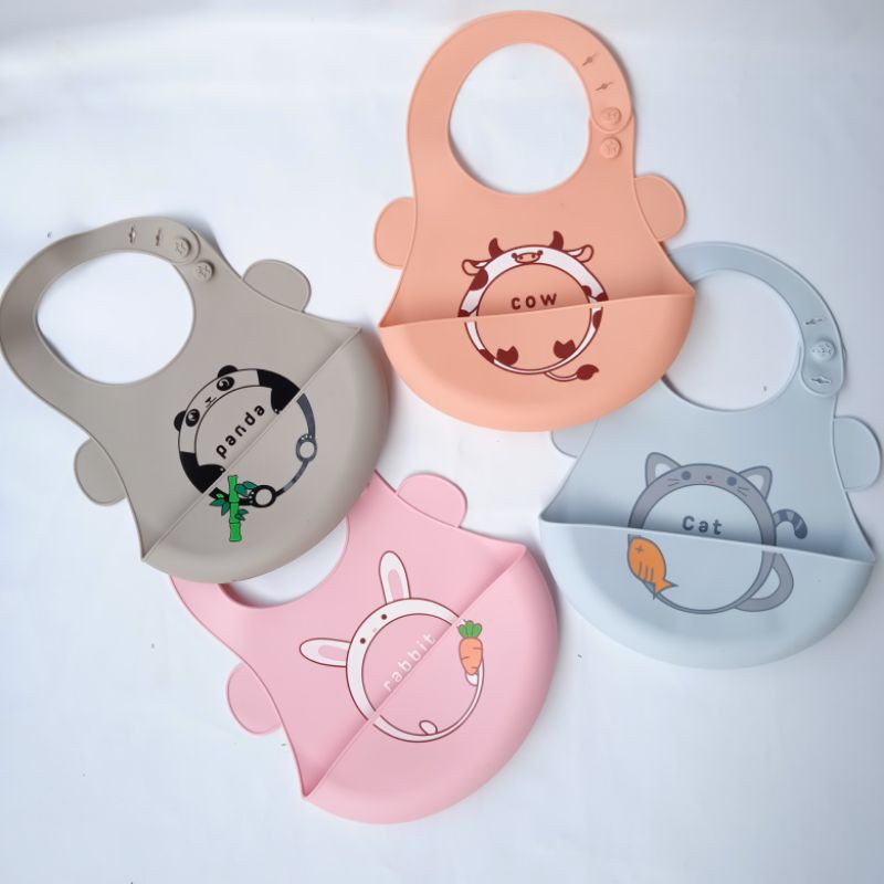 Celemek Makan Bayi Baby BIB Slabber Full Silikon silicone lembut