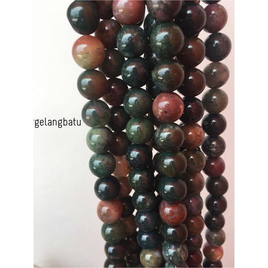 supplier bahan batu giok indian agate bacan 14mm akik bloodstone heal stone healing peredaran darah