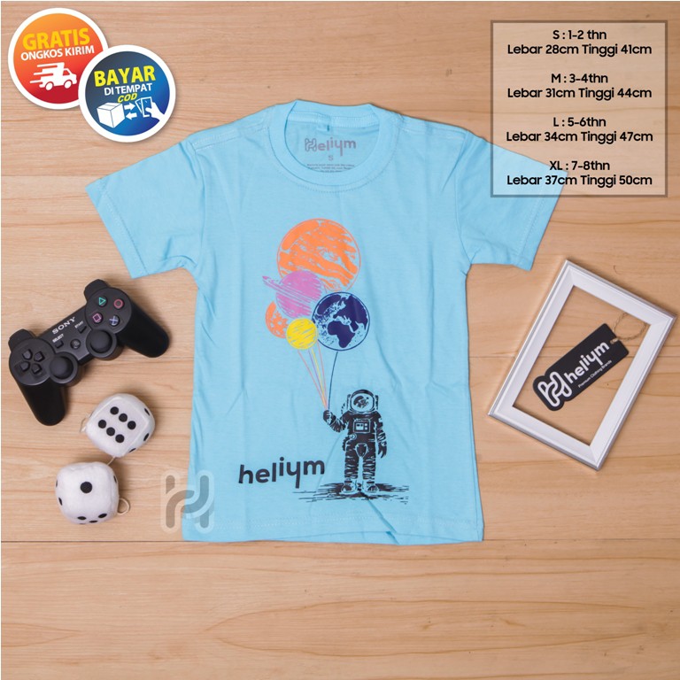 Tshirt Anak Ballon Astronot Kaos Anak kecil Distro Premium Original Helium