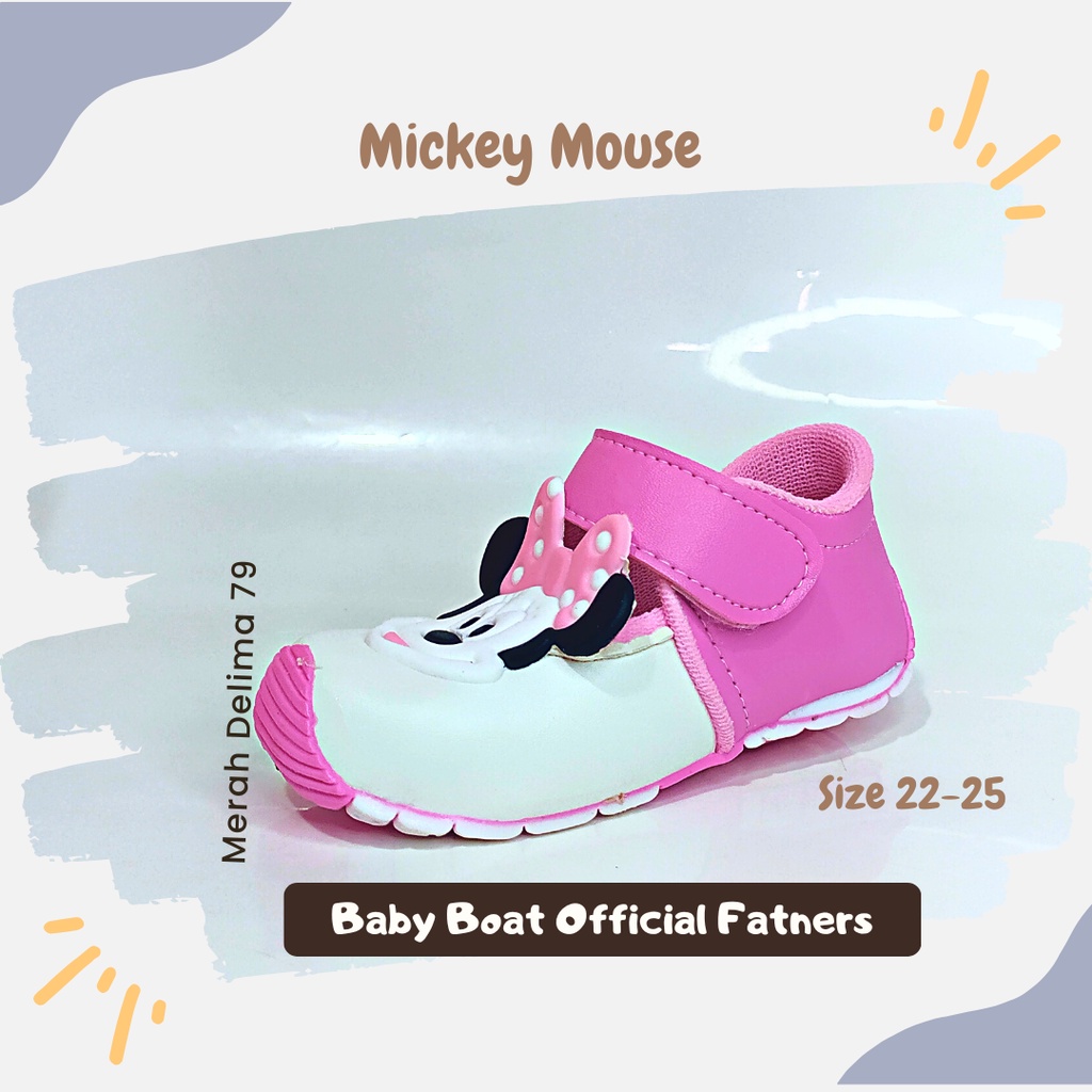 MD 79 - Sepatu Anak Perempuan Gaya 2022 Bunyi Cicit Mickey Mouse Model Baru