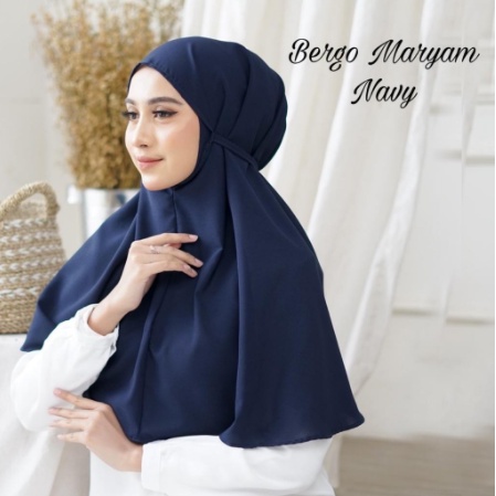 BERGO TALI JILBAB INSTAN BERGO MARYAM KHIMAR INSTANT DIAMOND KHIMAR TALI GRADE ORI QUALITY-BERGO NAVY