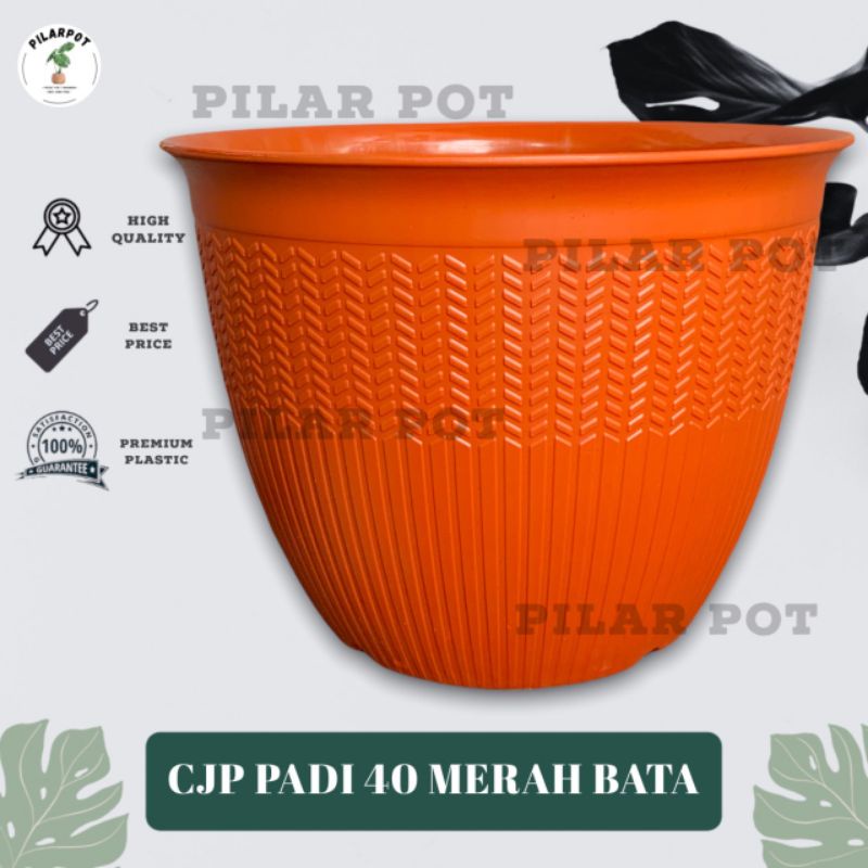 pot bunga tanaman cjp padi 40cm merah bata - CJP PADI 40 MERAH BATA