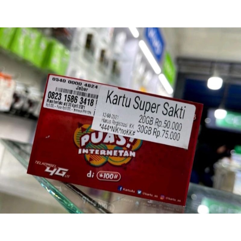 kartu telkomsel super sakti pulsa 75 ribu paket data 30 GB