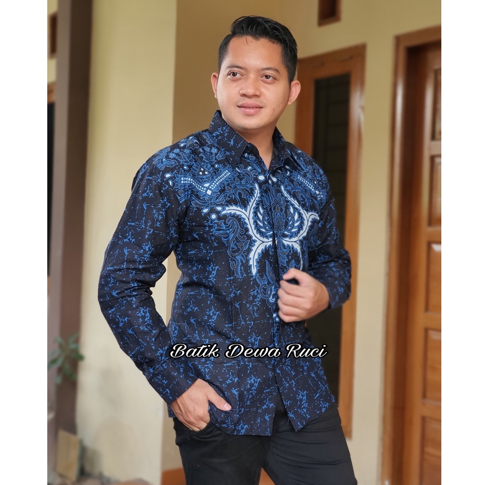 Batik Pria NITINEGORO NAVY Full Furing Katun Halus Size M-XXL High Quality