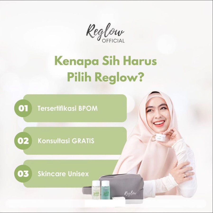 REGLOW SKINCARE [BONUS EXTRA] PAKET GLOWING ORIGINAL BPOM MENCERAHKAN WAJAH PUTIH KENYAL