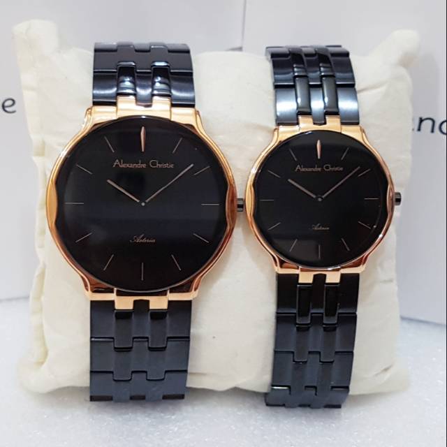 ALEXANDRE CHRISTIE COUPLE AC 8616 BLACK ROSEGOLD JAM TANGAN ALEXANDRE CHRISTIE AC 8616 ORIGINAL