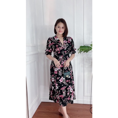 MAXI DRESS RAYON PREMIUM PAKAIAN WANITA BAJU KOREA DRESS KANCING FULL HIDUP