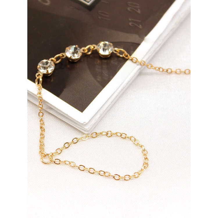 Gelang Rantai Sambung Cincin Hias Kristalberlian Imitasi Gaya Vintagebohomewah Untuk Wanita