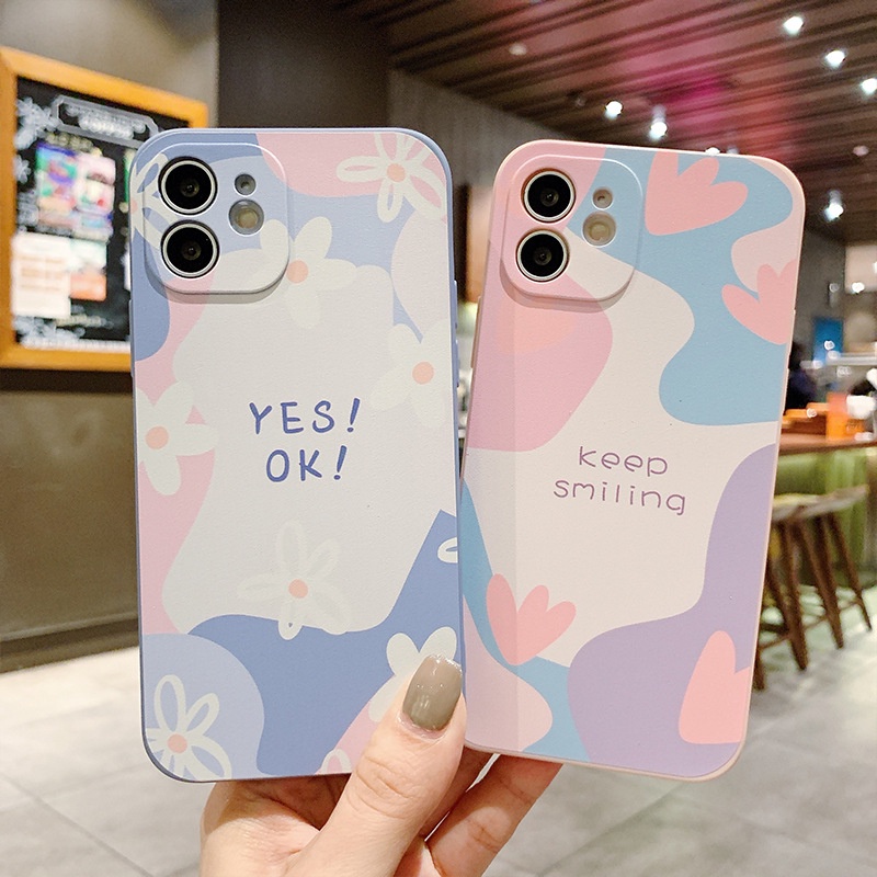 Soft Silicone Daisy Flower Case for Redmi Note 11 Pro Redmi 10 Note 10 Pro Note10S Note9S Xiaomi Poco X3 Pro X3NFC M3 Note8 Keep Smiling YES OK Chrysanthemum Pattern TPU Phone Cover BY