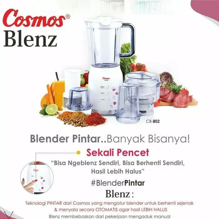 Blender Chopeer 4 in 1 Plastik 1.2 Liter Cosmos Blenz CB 802 - CB802 1.2L Original