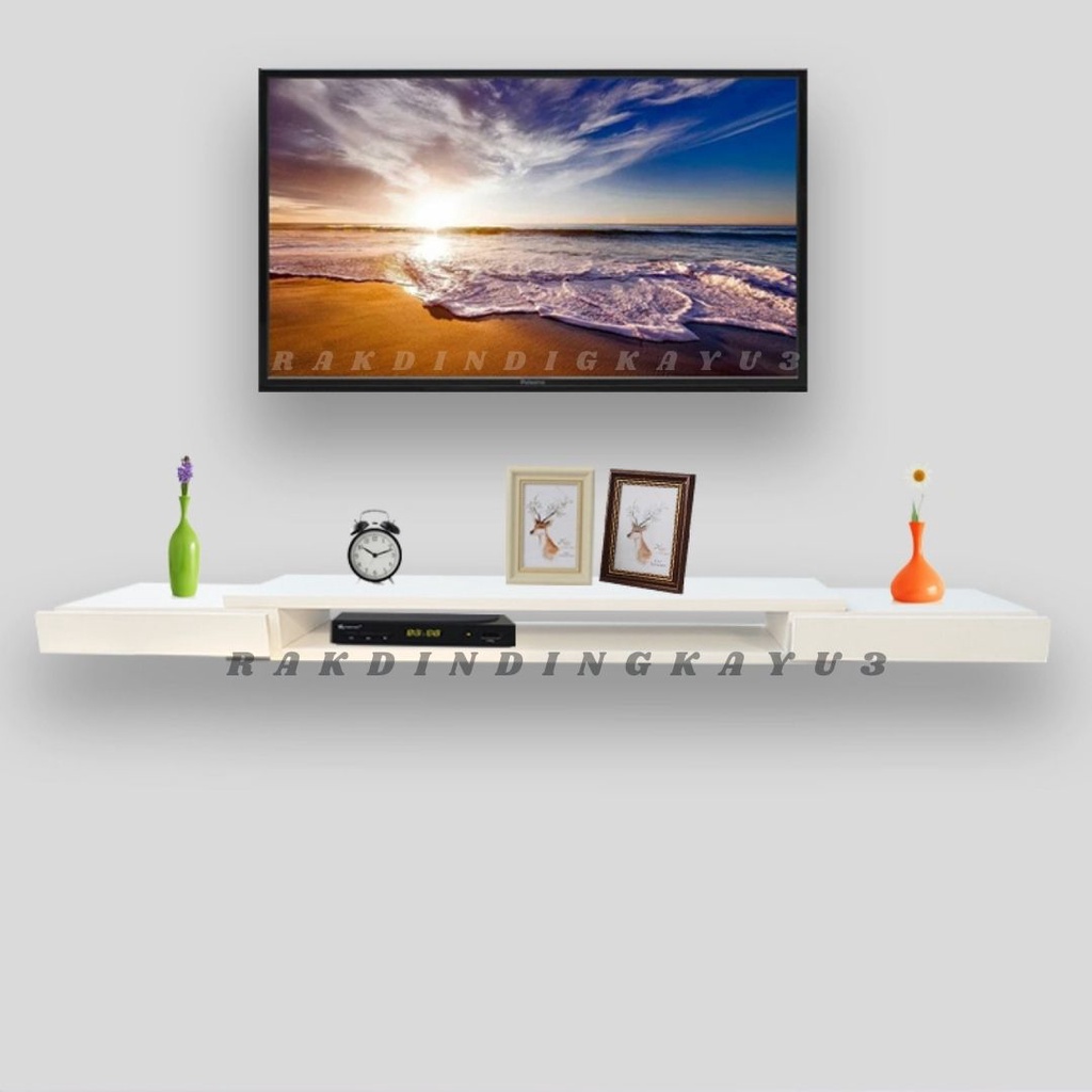 Rak TV Dinding Tempel Minimalis Gantung Serbaguna Rak dvd ps home teater mini, Rak Dinding Tempel Te