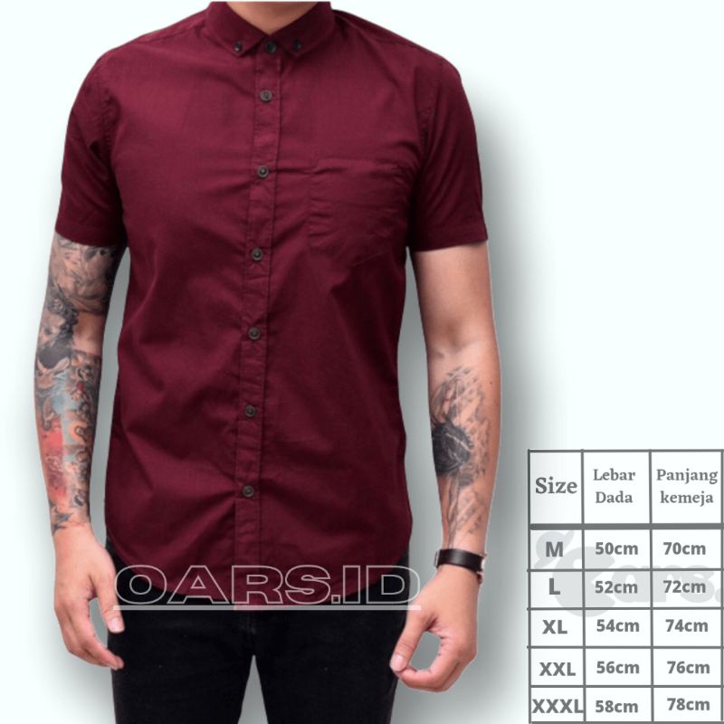 kemeja pria polos lengan pendek putih boyi topman jumbo big size slim fit