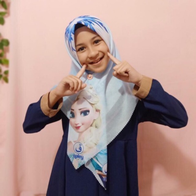 VOAL PRINTING ANAK MOTIF FROZEN / HIJAB ANAK KARAKTER FROZEN / JILBAB ANAK LUCU