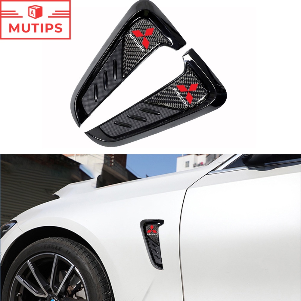 Mitsubishi 2 Pcs Sticker Fender Samping Mobil Bentuk Hiu Bahan Serat Karbon Untuk Xpander Mirage Horse Lancer Pajero Outlander Attrage