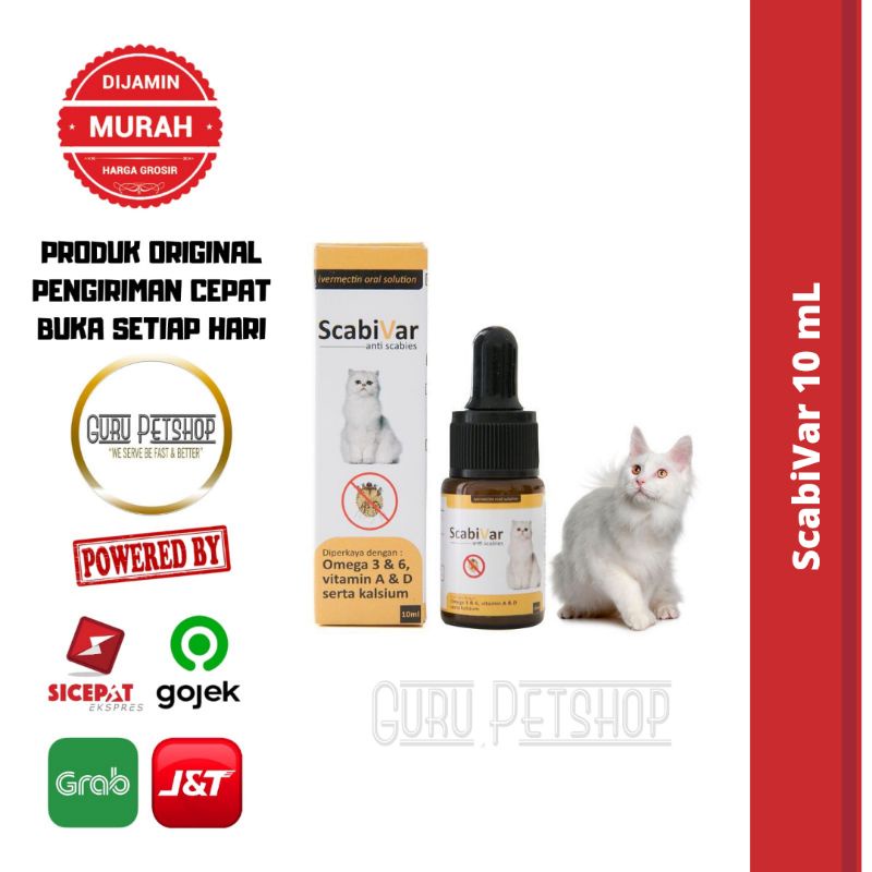 Scabivar 10 mL / Obat Scabies Kucing / Obat Tetes Scabies Kucing