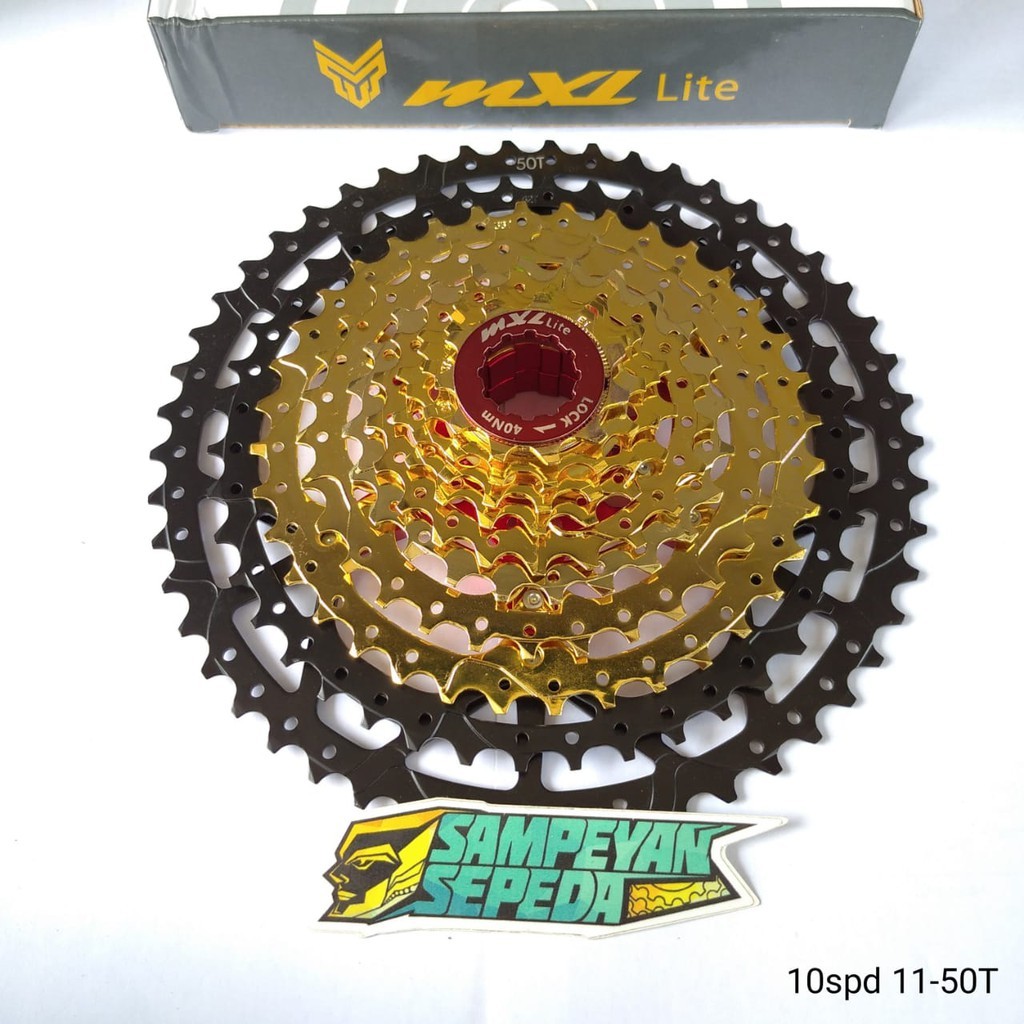 Sprocket 10 Speed 11-50T MXL Ultralight Gold Gir Belakang Sepeda MTB Federal