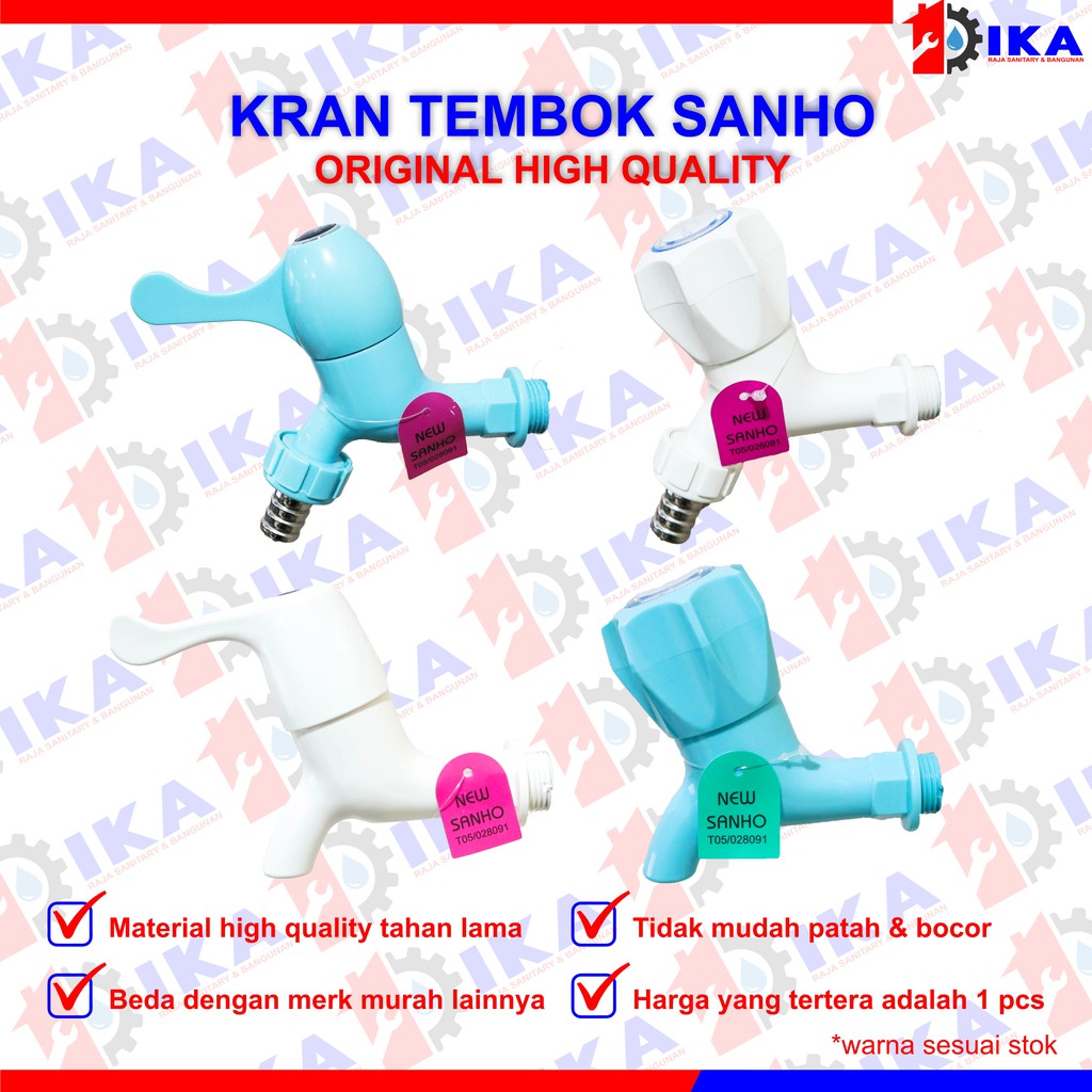 KRAN KERAN AIR PLASTIK NEW SANHO 1/2&quot; 3 WARNA - ORIGINAL 100% HIGH QUALITY TEBAL PREMIUM