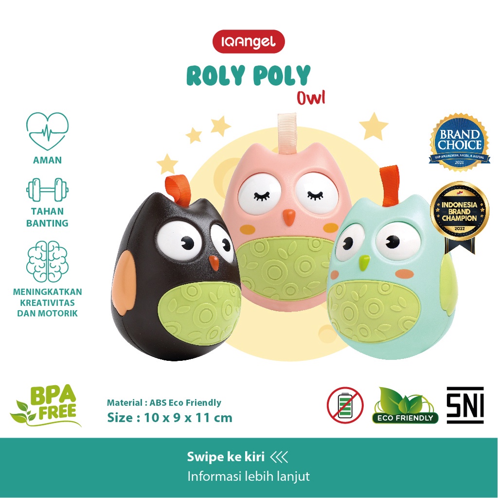 IQ Angel Roly Poly Owl Toys / Rattle mainan Bayi / Mainan Kerincingan Bayi / Mainan Edukasi Bayi