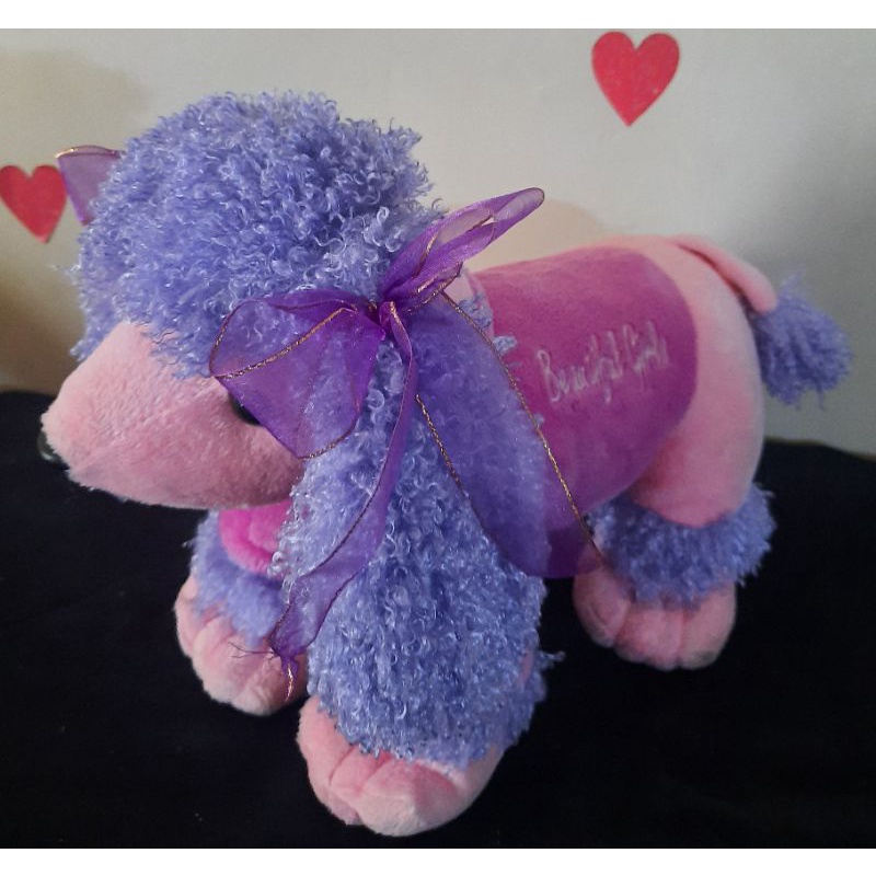 Boneka anjing imut warna pink