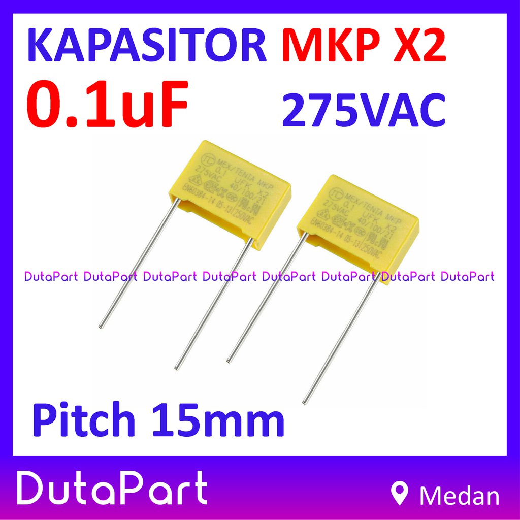 275VAC 0.1uF MEX TENTA MKP X2 Pitch 15mm Kapasitor 275V 100nF 104