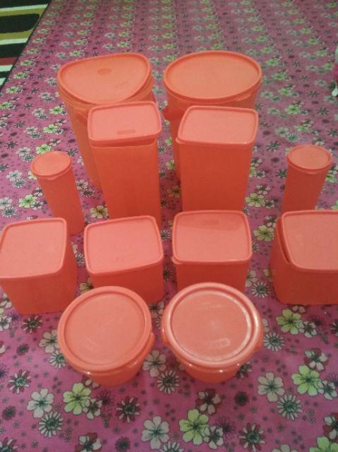 [indra] Set Merah Toples Bulat Isi 12pcs/sbmb 2242/bonus 2 Gelas/toples Peyek