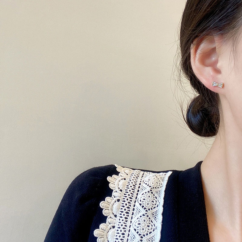 Anting Stud Desain Pita Bahan 925 Silver Needle Untuk Wanita