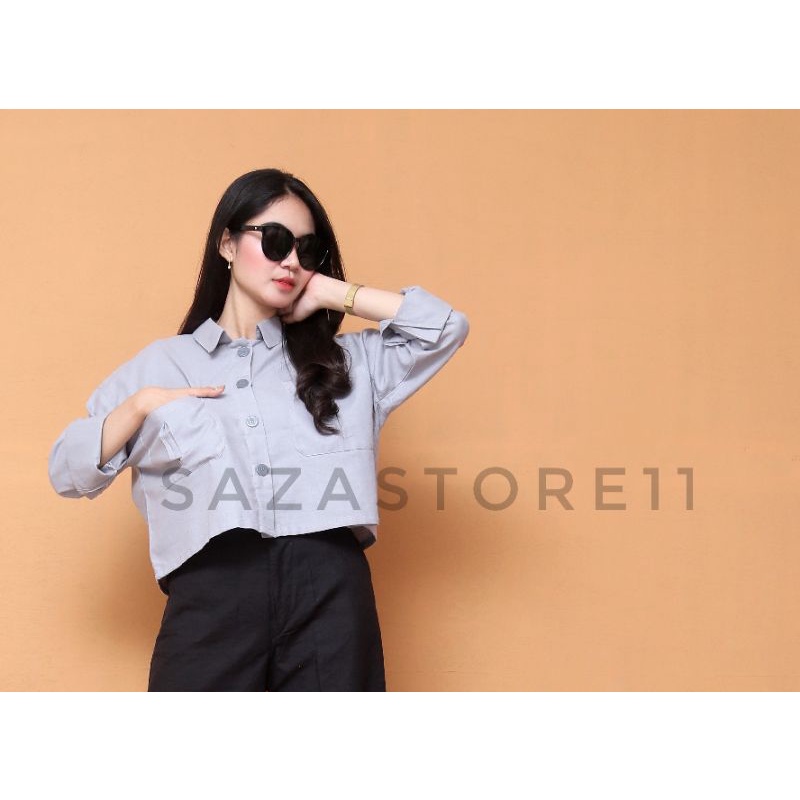 KEMEJA GITA RAMI BASIC SHIRT CROP LINEN KEMEJA LINEN OVERSIZE