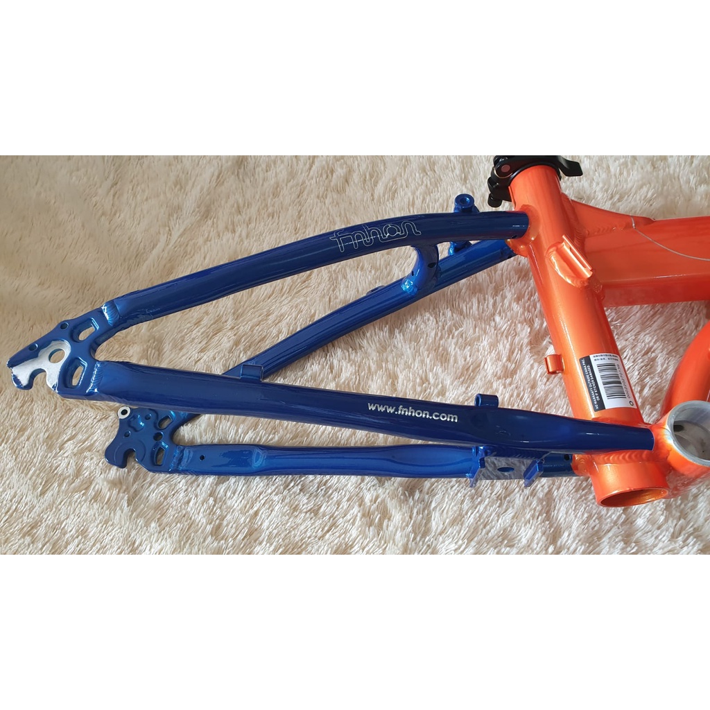 Frame Fnhon Blast + handlepost warna orange biru orange blue 2 warna discbrake 20 22 inch