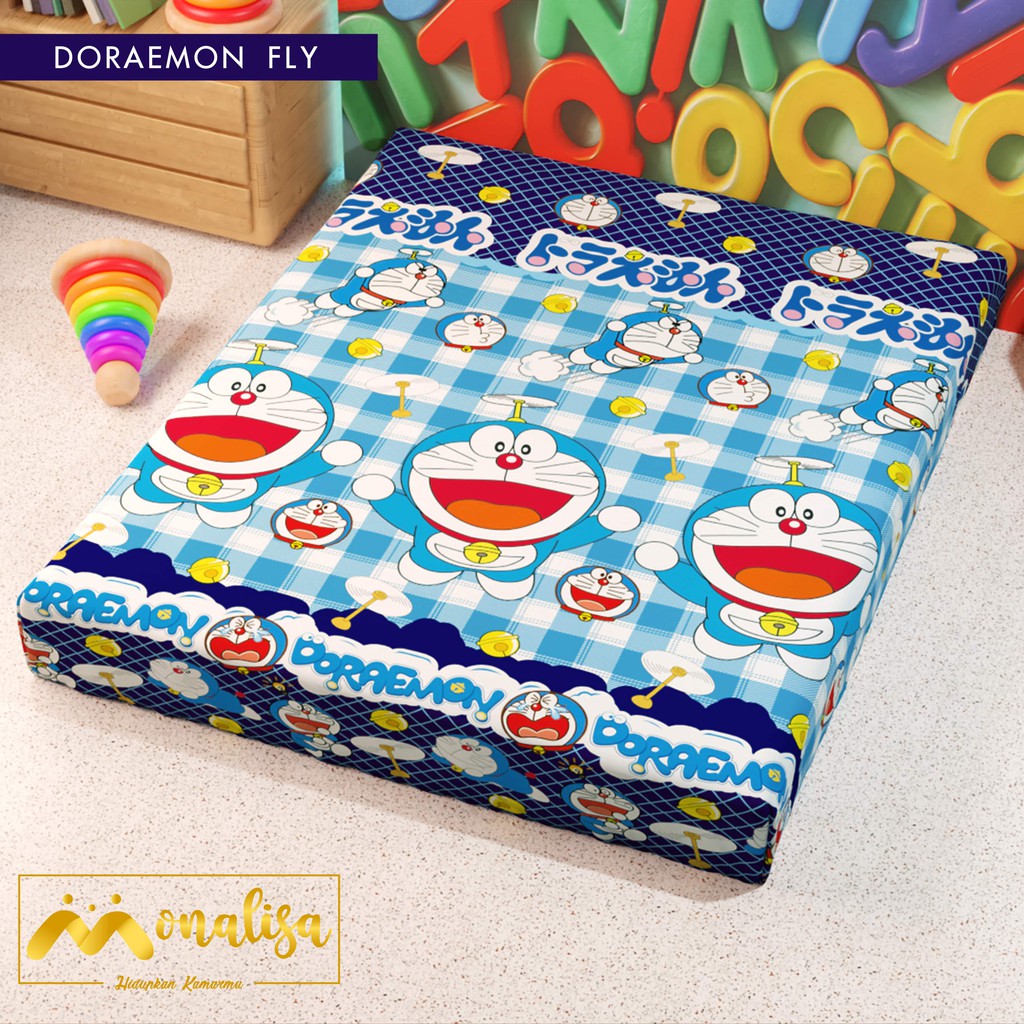 Monalisa Premium Sarung kasur Uk 160/180 T 15/20 - Doraemon Fly