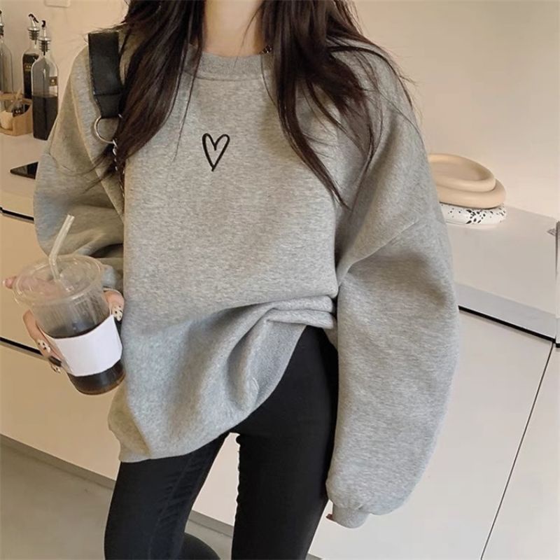 S - XXXXXL(6XL) Sweater LOVE Heart Sarange Simple Cute Crewneck Bigsize Jumbo Oversize Korean Harajuku Ulzzang Style Sweatshirt Minimalist Jaketin.Aja