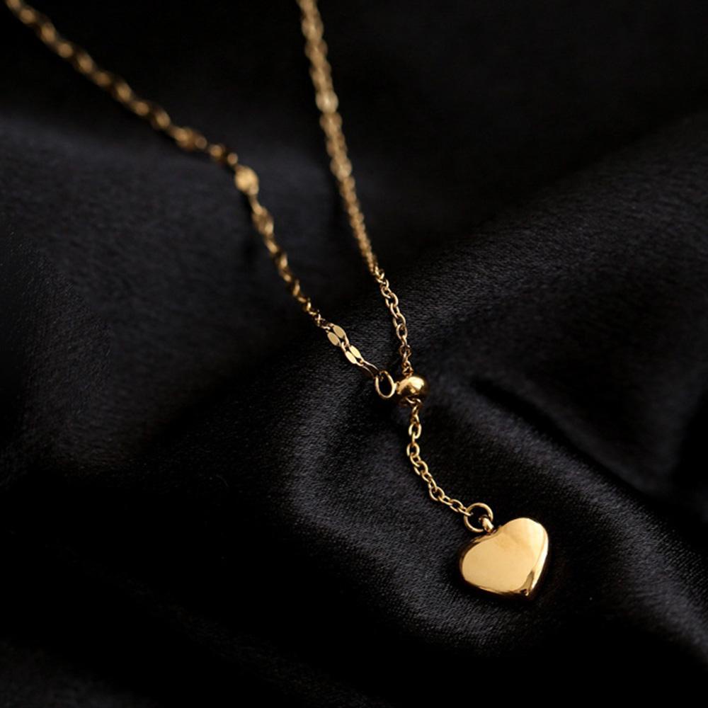 Kalung Hati Agustina Tidak Luntur Dapat Disesuaikan Berlapis Emas Kuning Kepribadian Fashion Baja Titanium Hati Chocker