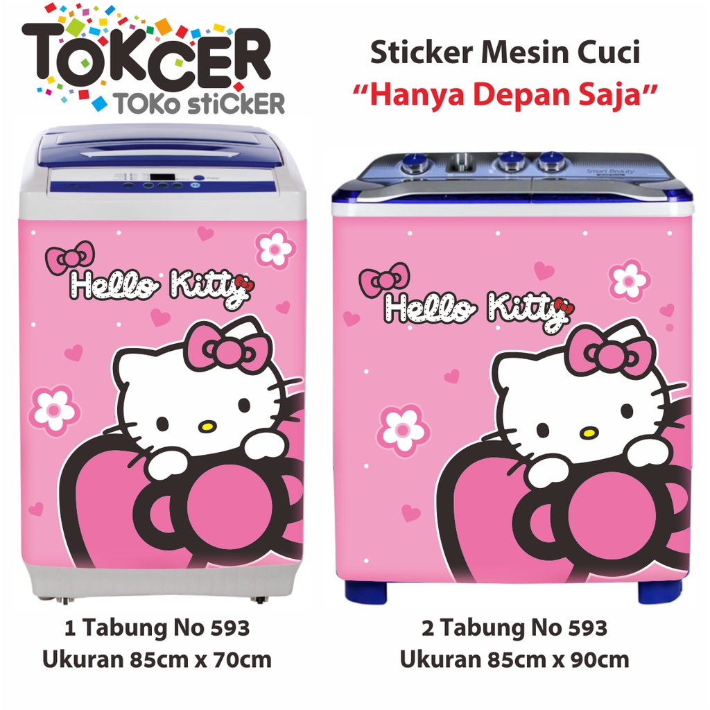 Stiker Mesin Cuci 1 Tabung atau 2 Tabung MOTIF Hello Kitty