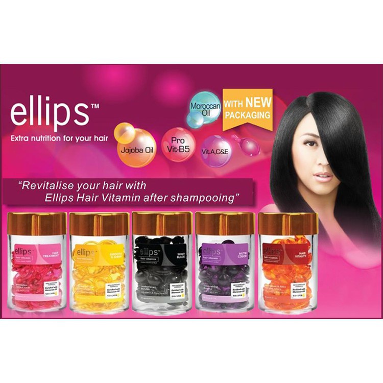 Elips Hair Vitamin Moroccan Oil Hair Treatment jar/Elips Vitamin Rambut [Botol isi 50 butir] (GROSIR)