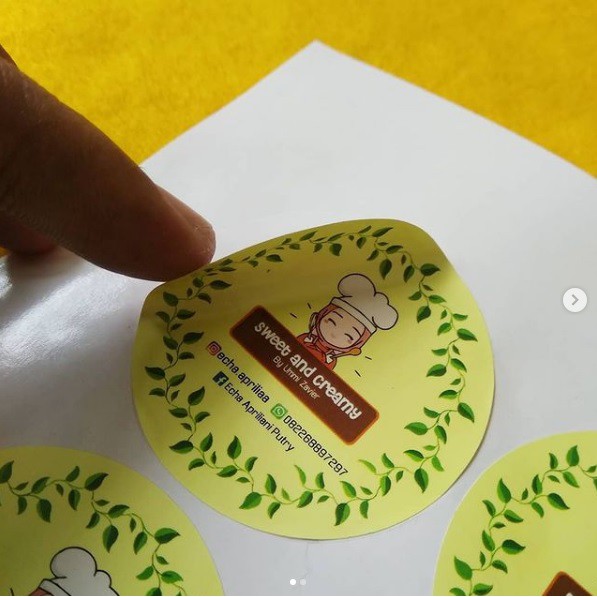 

Stiker Kemasan / Label + cutting Bahan Vinyl ukuran A3