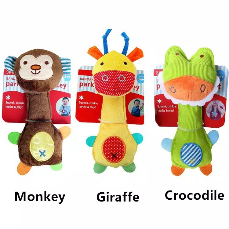 SALE Boneka rattle stick genggam mainan bayi bunyi motif animal