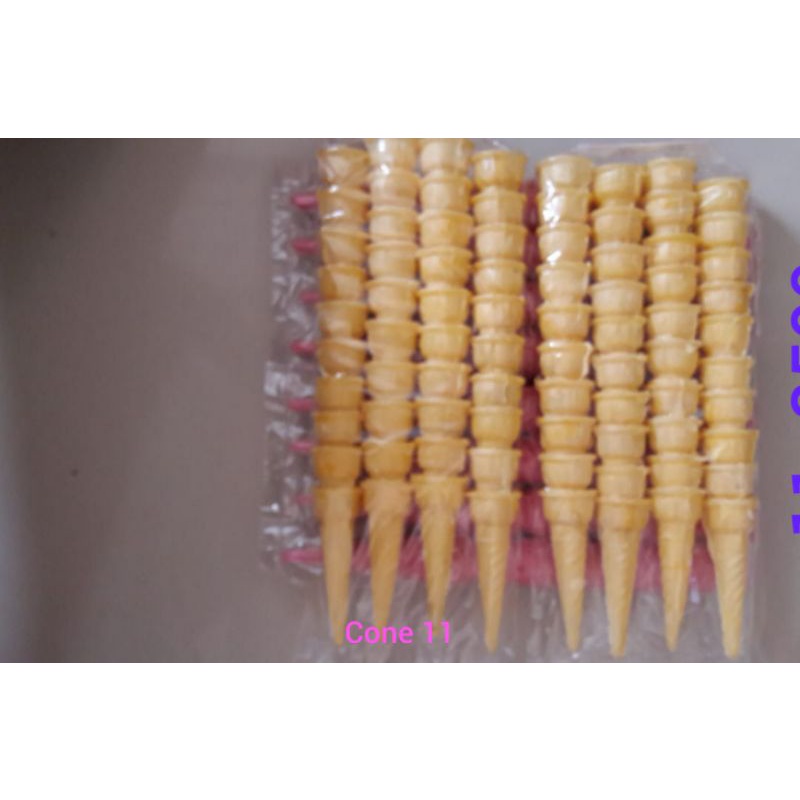 

cone ice cream ukuran 11cm, min order 50 bks