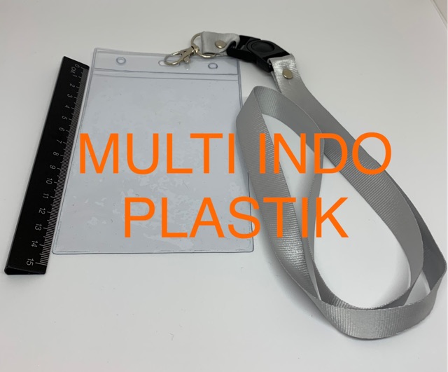 Tali nametag murah/tali id card abu-abu/tali lanyard 2 cm/plastik id card 10 x 14/plastik nametag