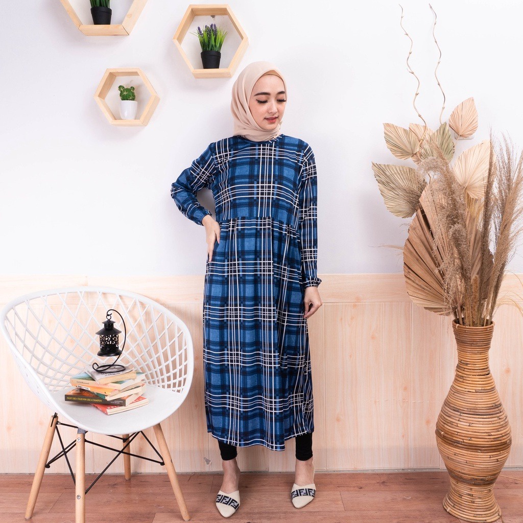 IL - HAKO LONG MIDI / MIDI DRESS MOTIF KOTAK FLANEL / MIDI DRESS WANITA TERMURAH