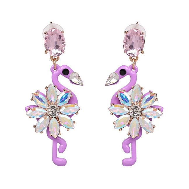 LRC Anting Tusuk Fashion White Flamingo Shape Decorated Earrings E86100