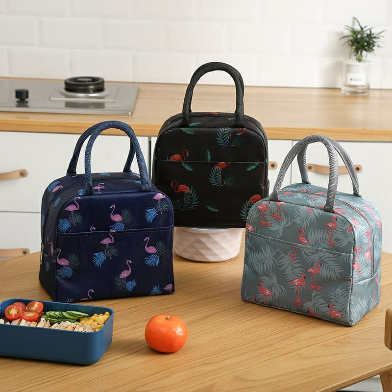 ~ PIYOSHI08 ~ Tas Bekal Panas Dingin Motif Flamingo Insulated Cooler Thermal Lunch Bag Penyimpanan ASI PD122