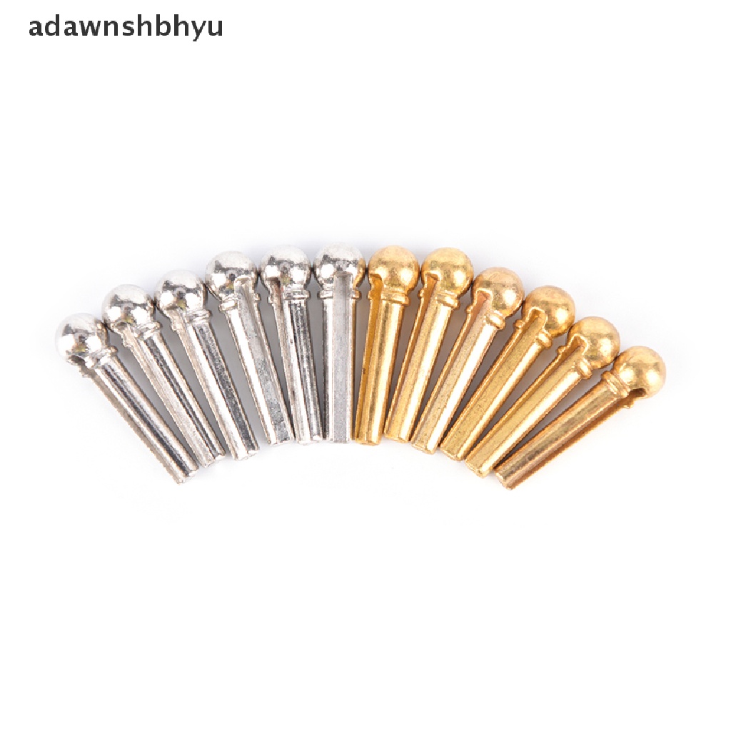 Adawnshbhyu 6pcs Metal Bridge Pin Folk Gitar Akustik String Pin Pasak Paku Warna silver/Emas