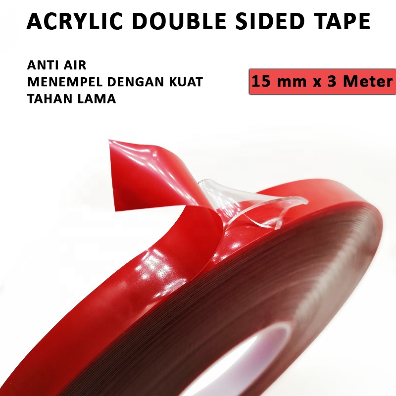 

Double Tape Bening Acrylic Transparent 15MM x 3M
