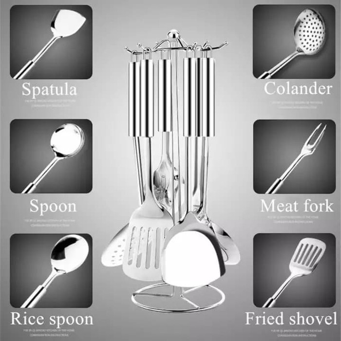 Kitchen Tool Set 7 Pcs Stainless Alat Dapur Masak Spatula Set Sutil