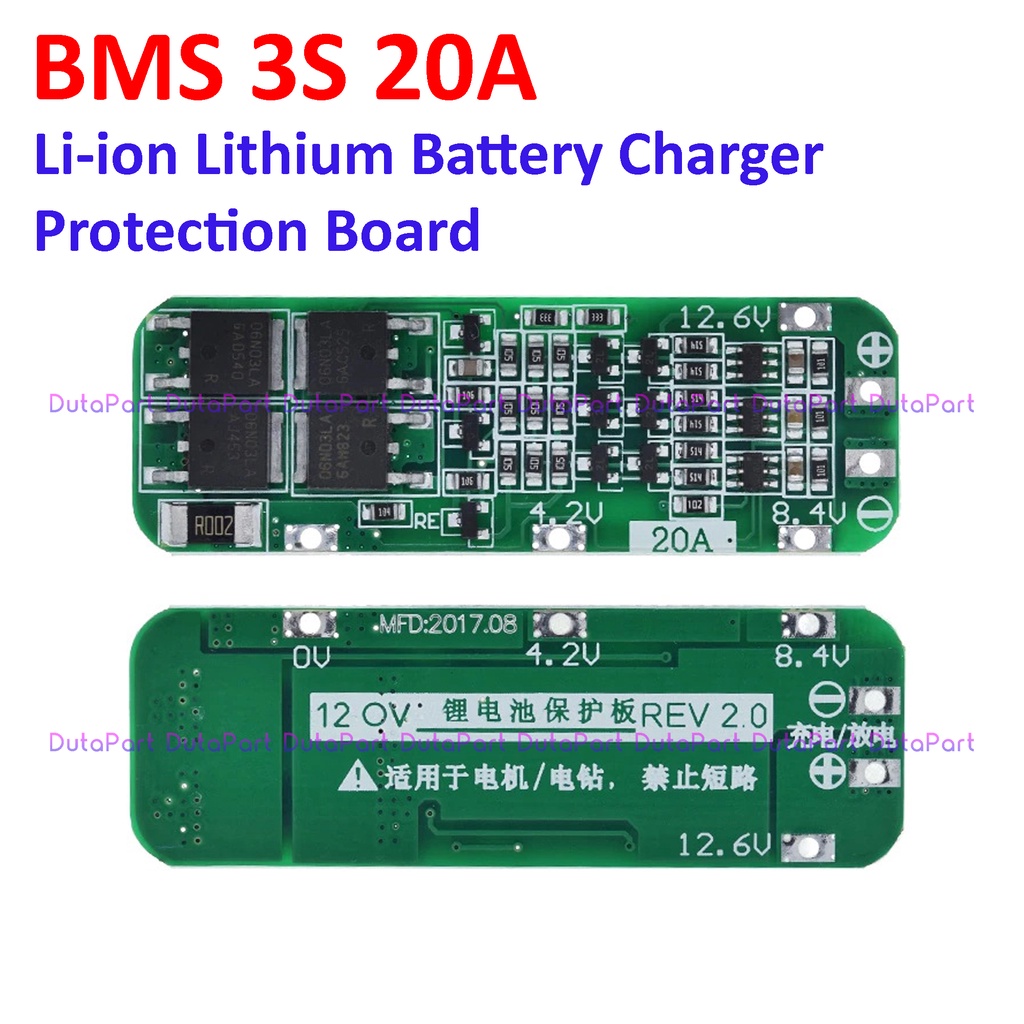 BMS 3S 20A 12.6V Li-ion Lithium 18650 Battery Charger Protection Board