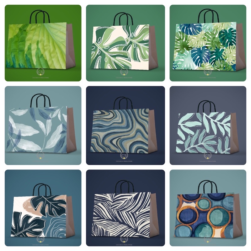 

Paper bag abstrak daun Tas kertas Tas kado Bubgkus kado Goodie bag Hampers Shopping bag