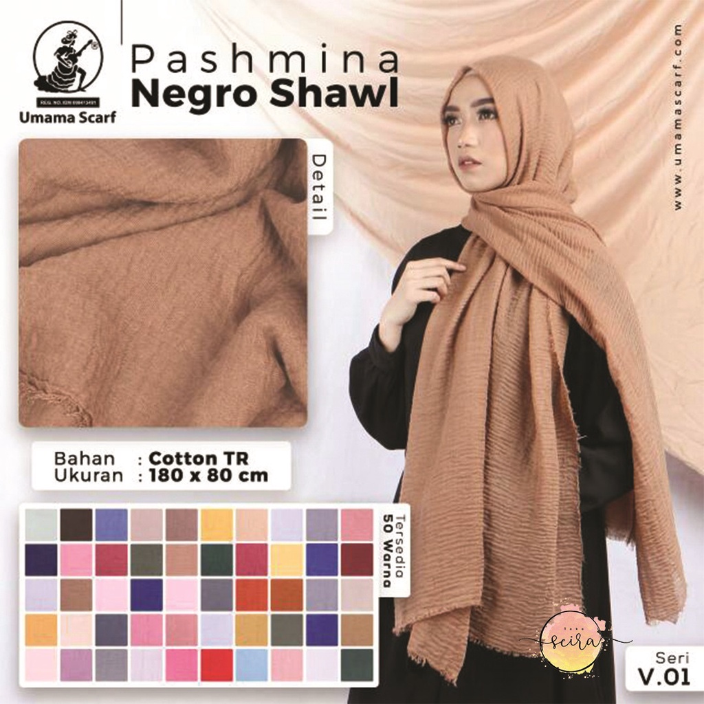 [BISA COD] Umama Pashmina Kusut Crinkle Negro Shawl 180 x 80