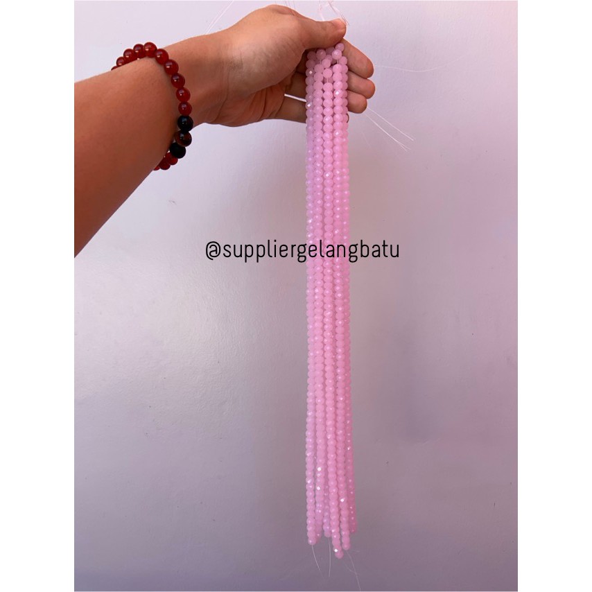 Crystal Ceko 8mm PINK DOFF bening beads manik donat bahan AKSESORIS