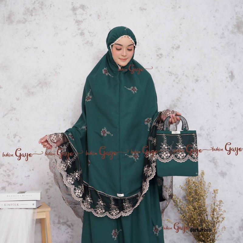 Mukena katun polos bordir Fayolaseries