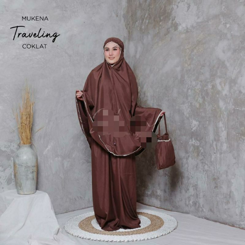 Mukena Dewasa Murah Travel Katun Renda Traveling Khadijah Tas Serut