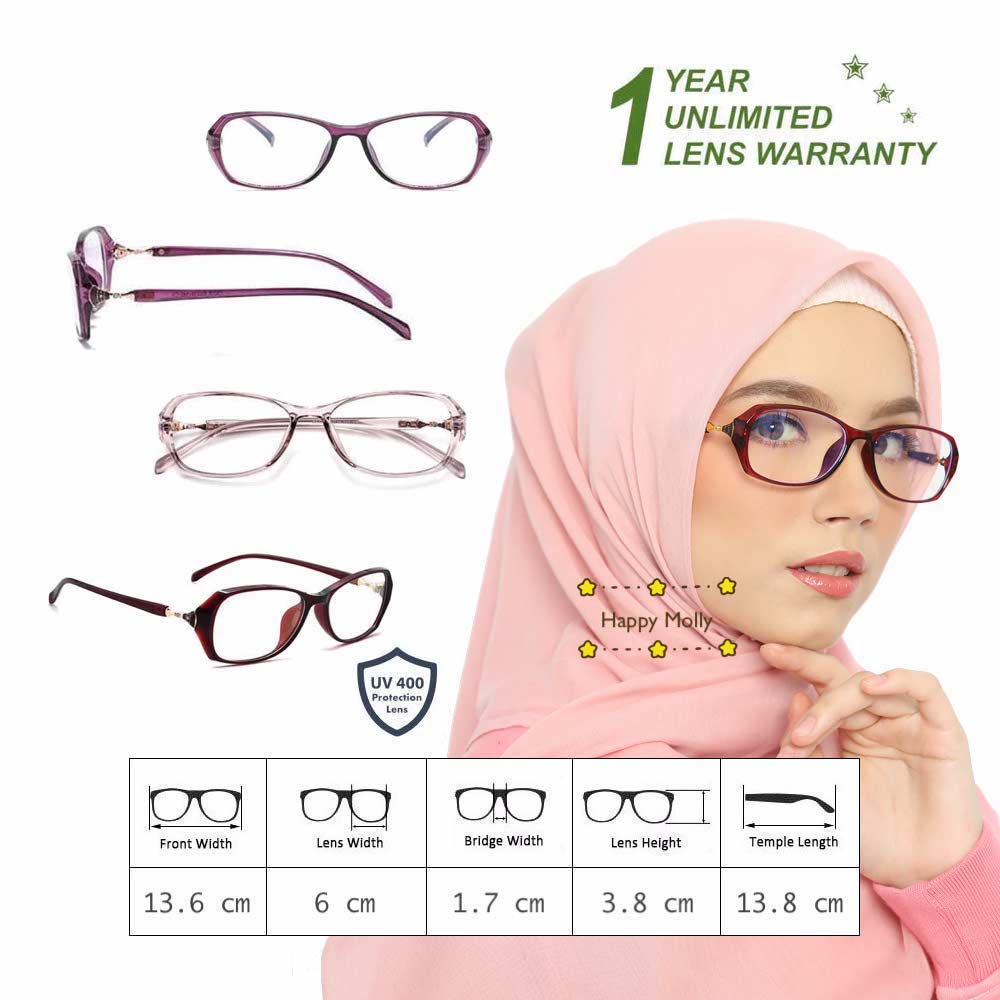 Kacamata Anti Radiasi (Design Korea) Blue Ray Lens - Wanita Hijab Korea - HM844 ( Group ) FREE Sarung